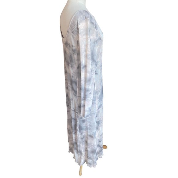 Allison Brittney Muted Long Sleeve Watercolor Sheer Midi Sheath Fairy Dress-L - Picture 7 of 13